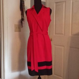 Calvin Klein Red & Black Sleeveless Dress